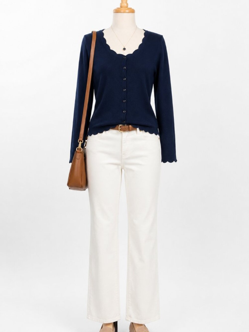 7th Avenue Navy Blue Cardigan Size L | Classic Cropped Sweater
